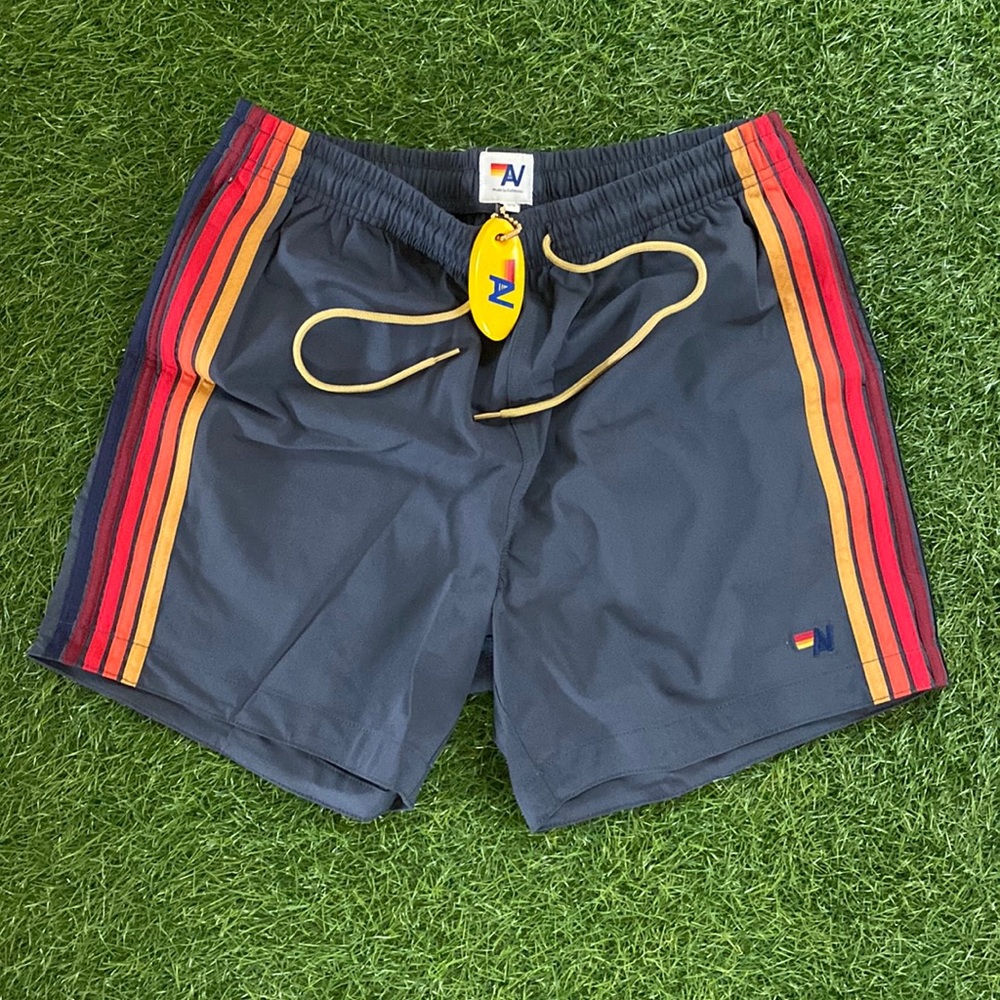 Aviator Nation Men's 5 Stripe Flex Shorts - Titanium (Gray)